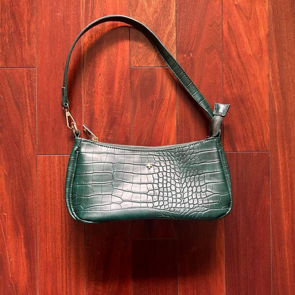 Green Croc-Style Princess Polly Shoulder Bag